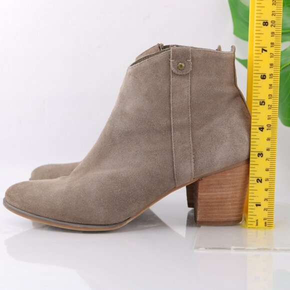 Bass Womens Shiloh Boot Size 9 Tan Taupe Suede Block Heel Boho Comfy Bootie - Picture 7 of 11